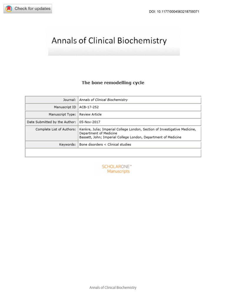 2018 KENKRE and BASSETT ACB Bone Remodelling Cycle | PDF | Bone ...
