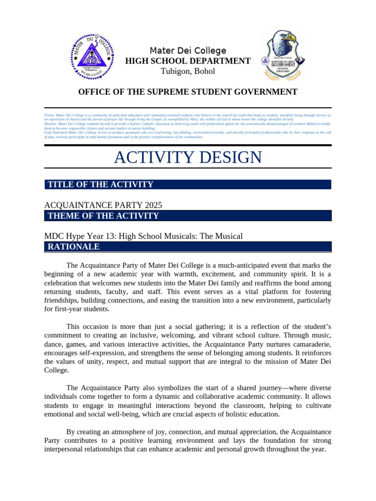 Acquaintance - Activity Design | PDF | Community | Social Psychology