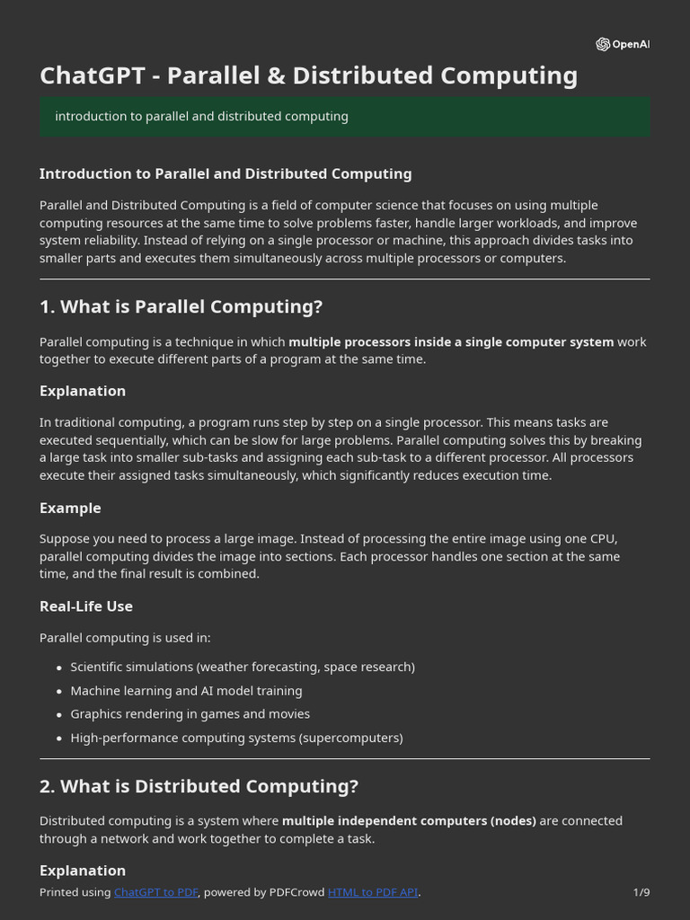 ChatGPT - Parallel & Distributed Computing (4) | PDF | Parallel ...