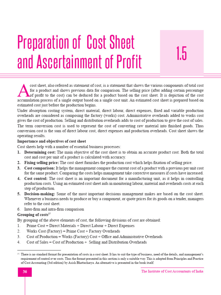 044-061 1.5 Cost Sheet | PDF | Cost Of Goods Sold | Cost Accounting