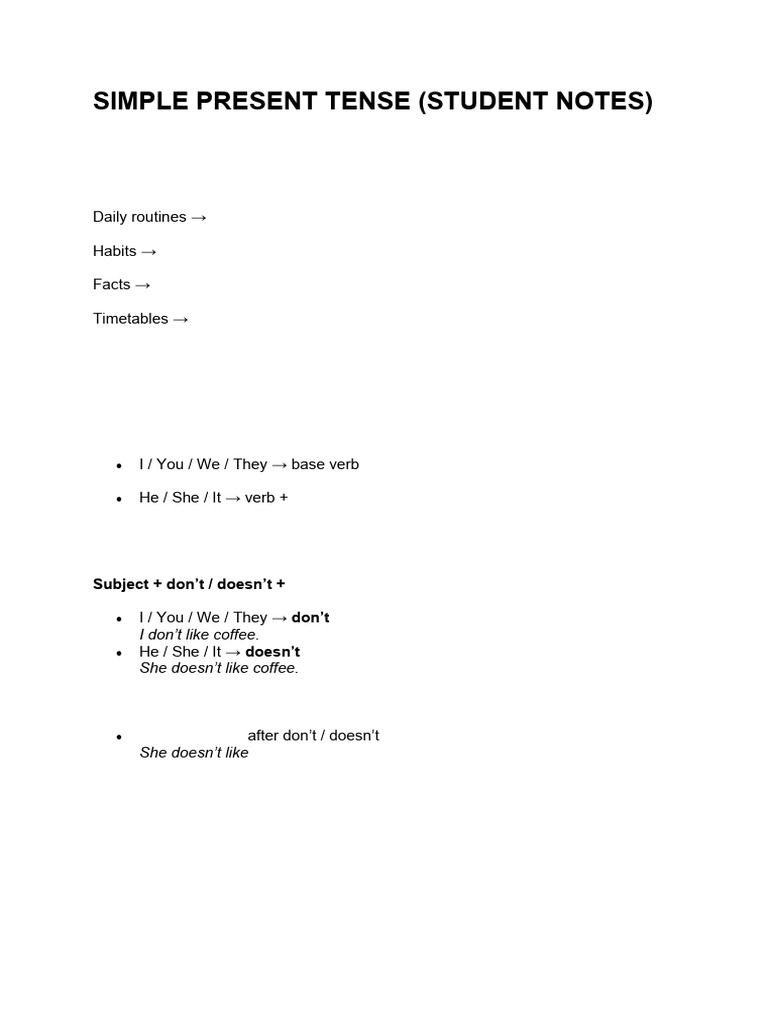 Simple Present Tense Notes | PDF