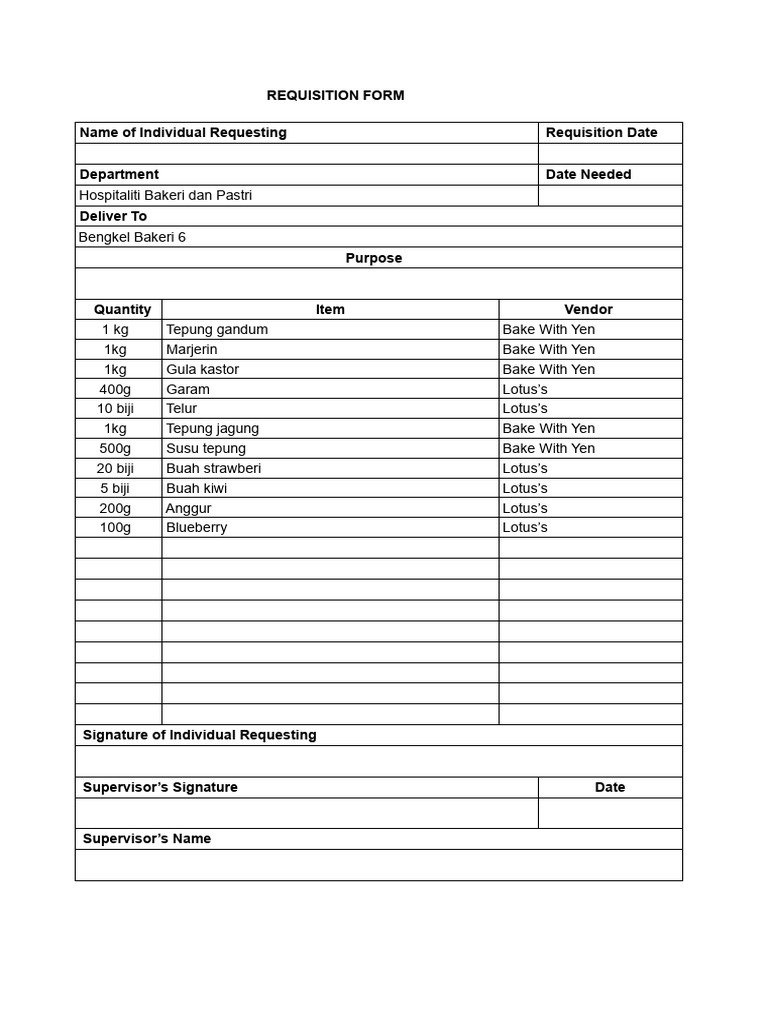 Requisition Form 2 | PDF