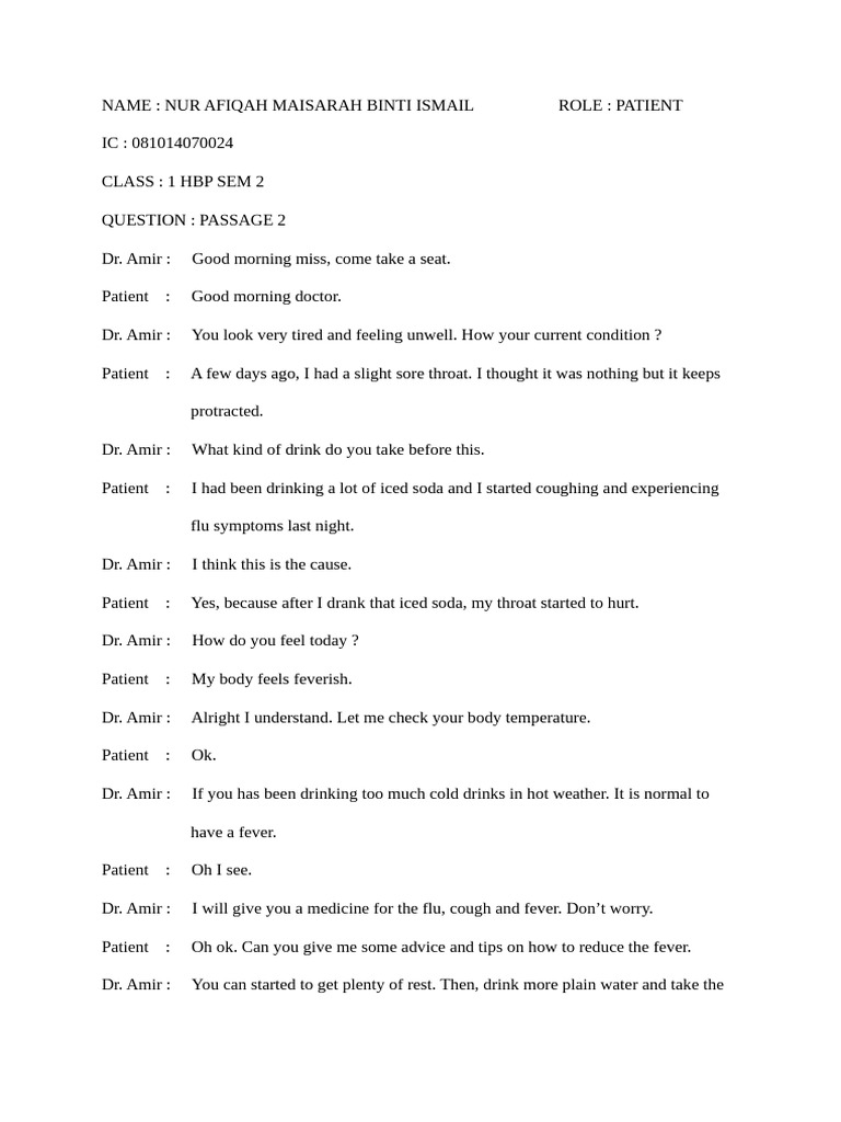 Speaking Test Dialogue | PDF
