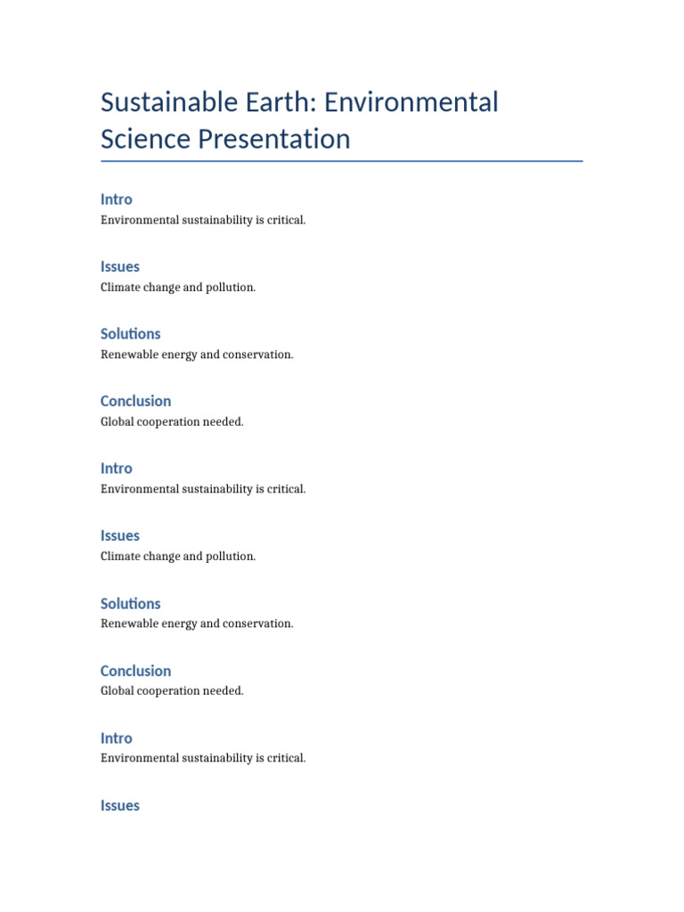 Sustainable Earth Presentation | PDF | Sustainability | Climate Change