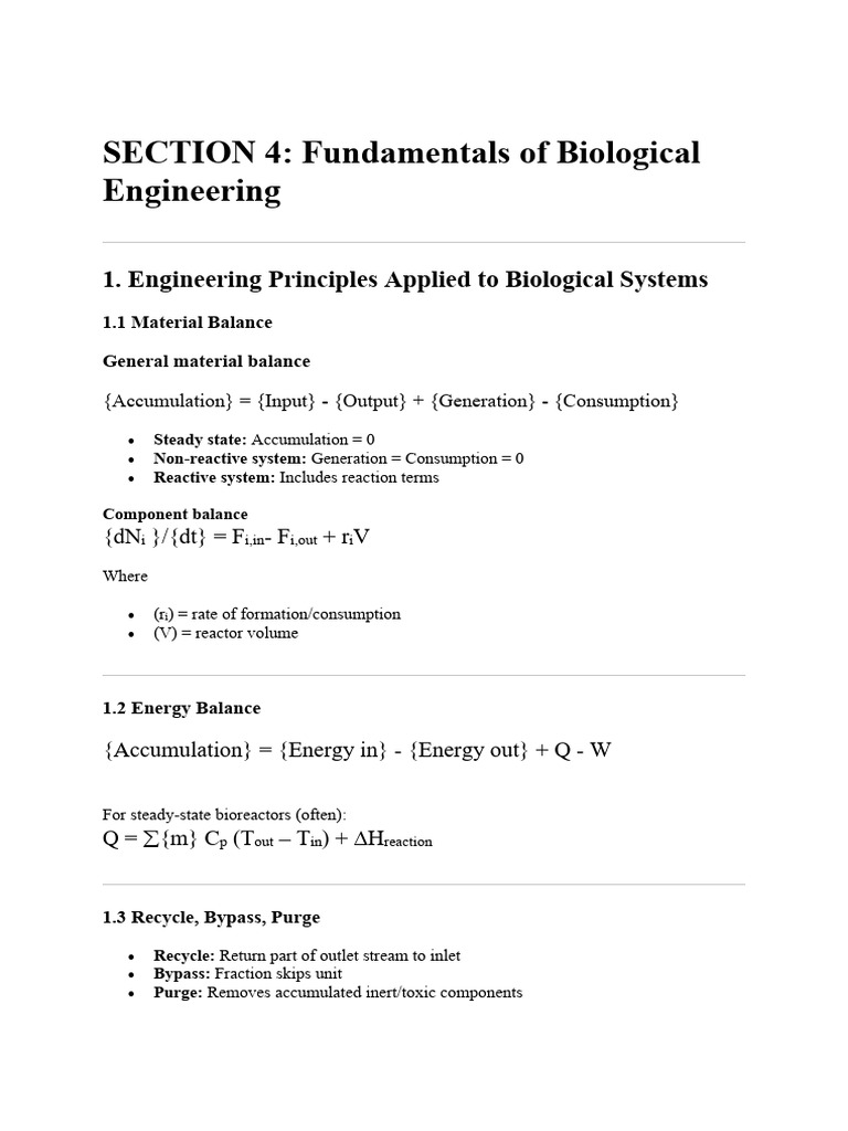Bioengineering Formulas | PDF | Applied And Interdisciplinary Physics ...