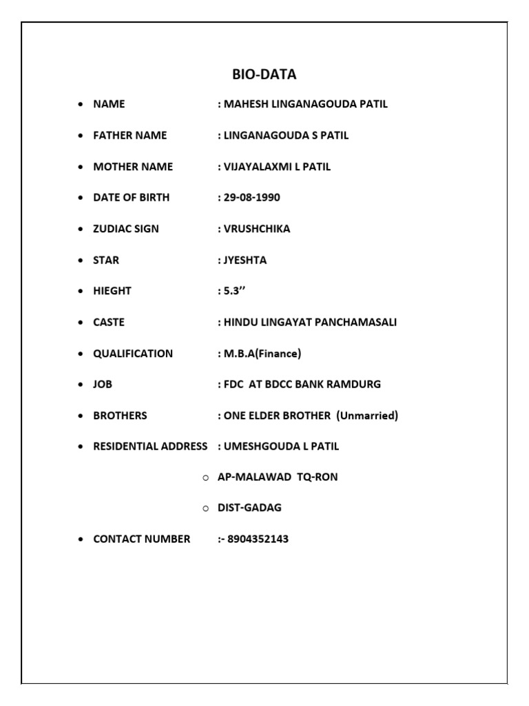 BIO DATA | PDF