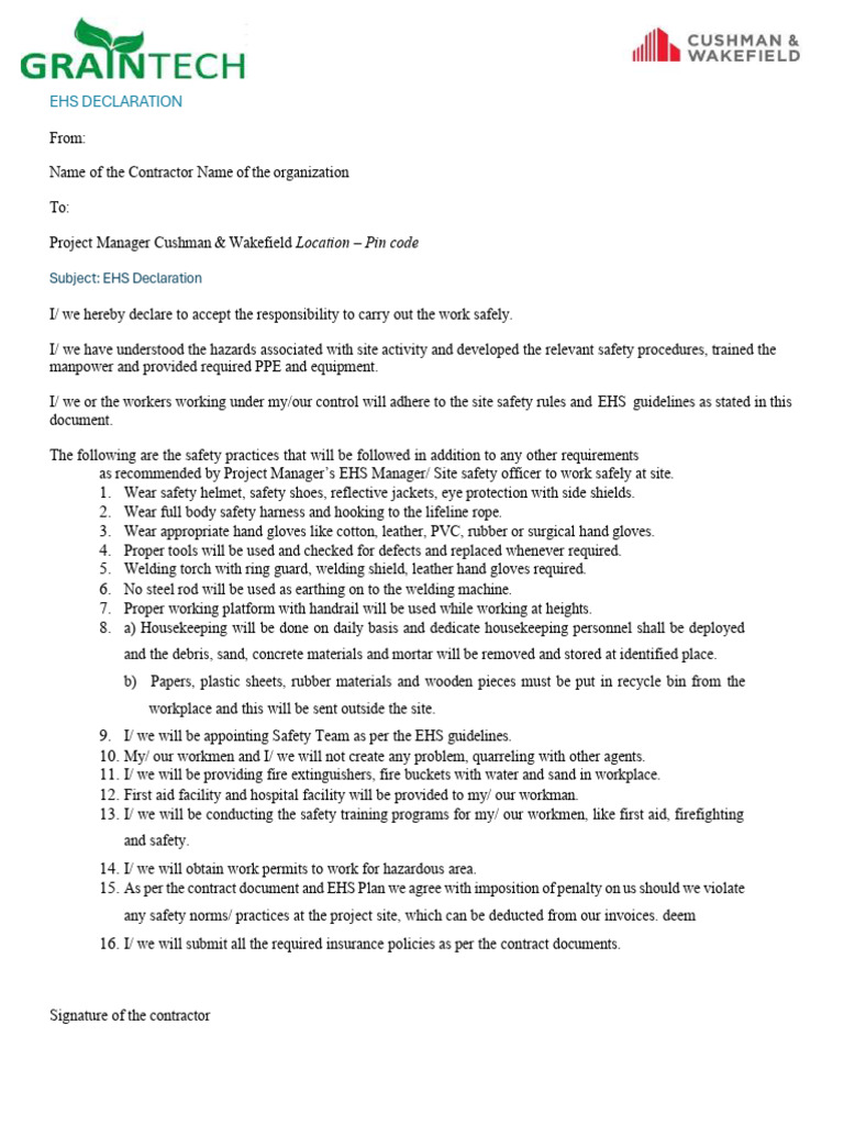 Format -1 | PDF | Crane (Machine) | Personal Protective Equipment