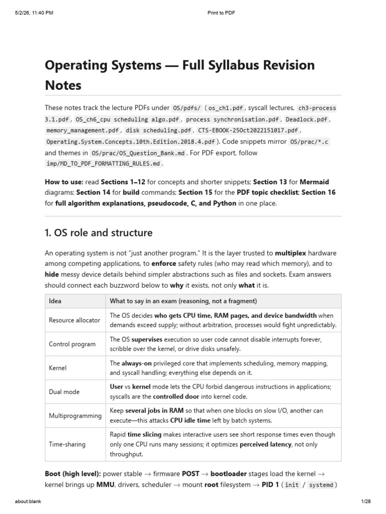 OS Revision Notes | PDF | Operating System | Scheduling (Computing)