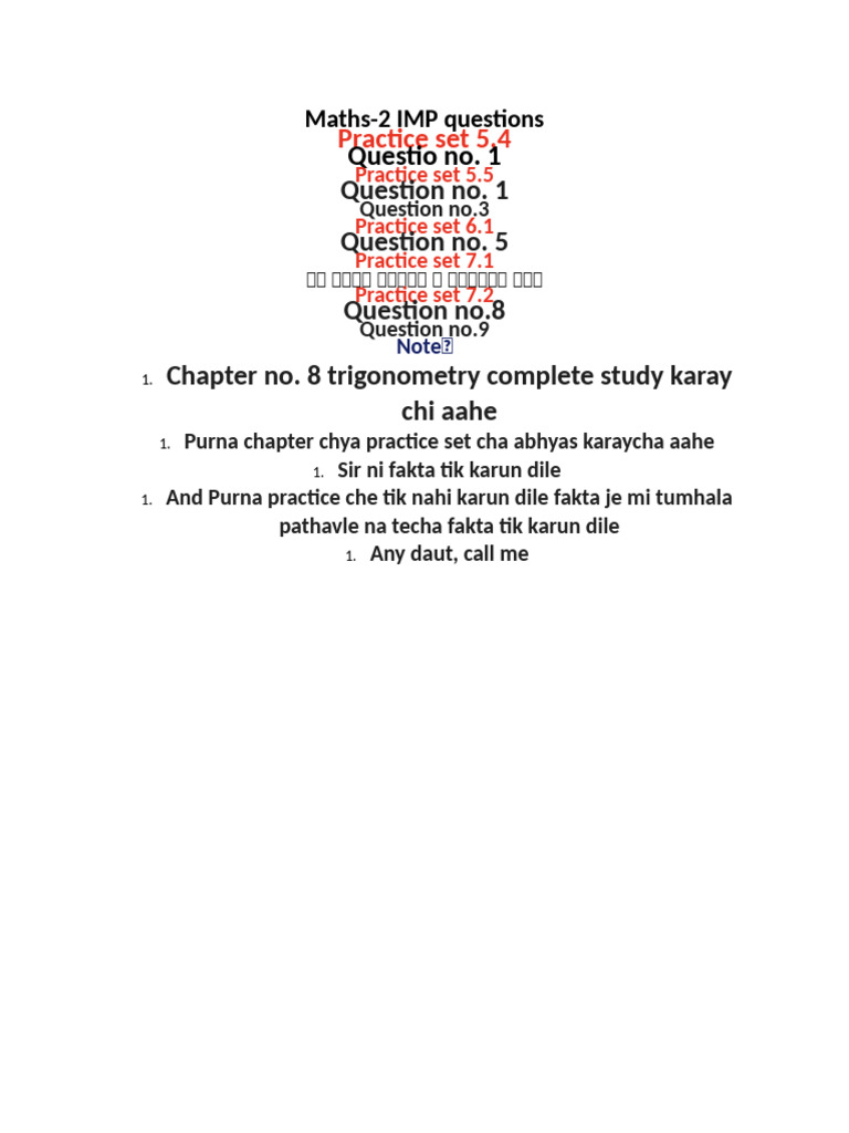 Maths-2 IMP Questions | PDF