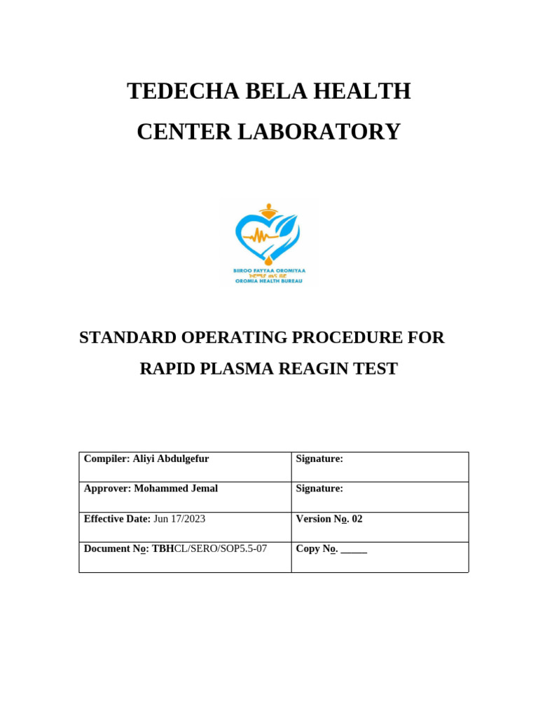 5.5-07 Procedure for Rapid Plasma Reagin Test | PDF | Immunology ...