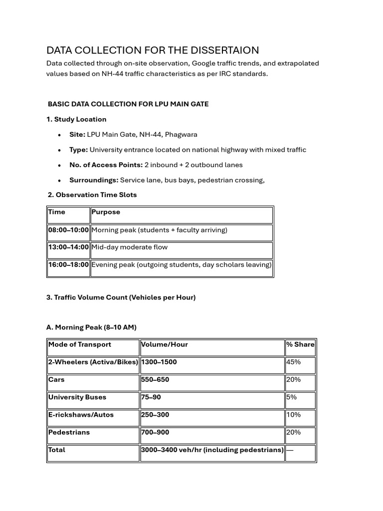 Data Collection (Vaishali) | PDF | Traffic | Pedestrian Crossing