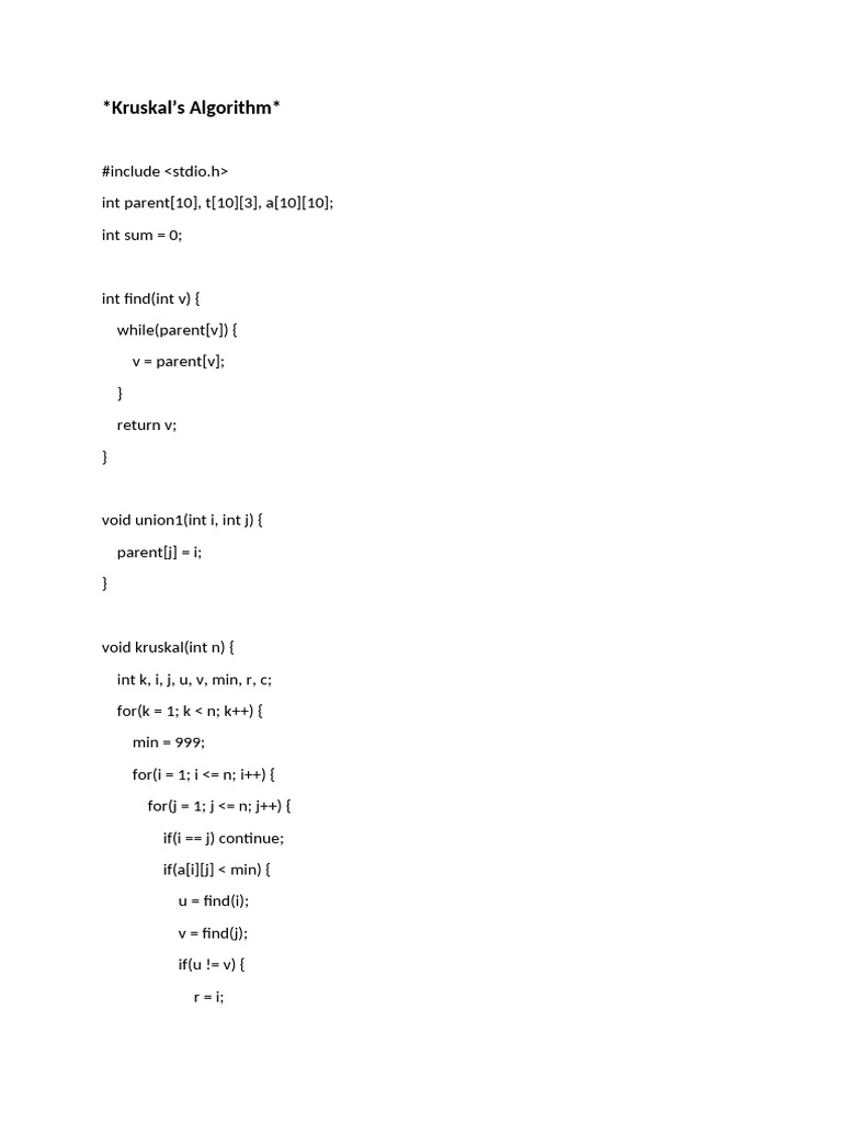 Kruskals Algorithm | PDF
