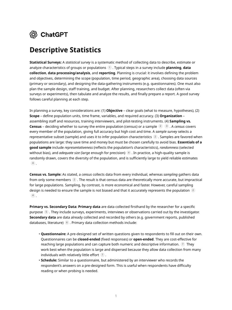 Descriptive Statistics | PDF | Cost Of Living | Sampling (Statistics)