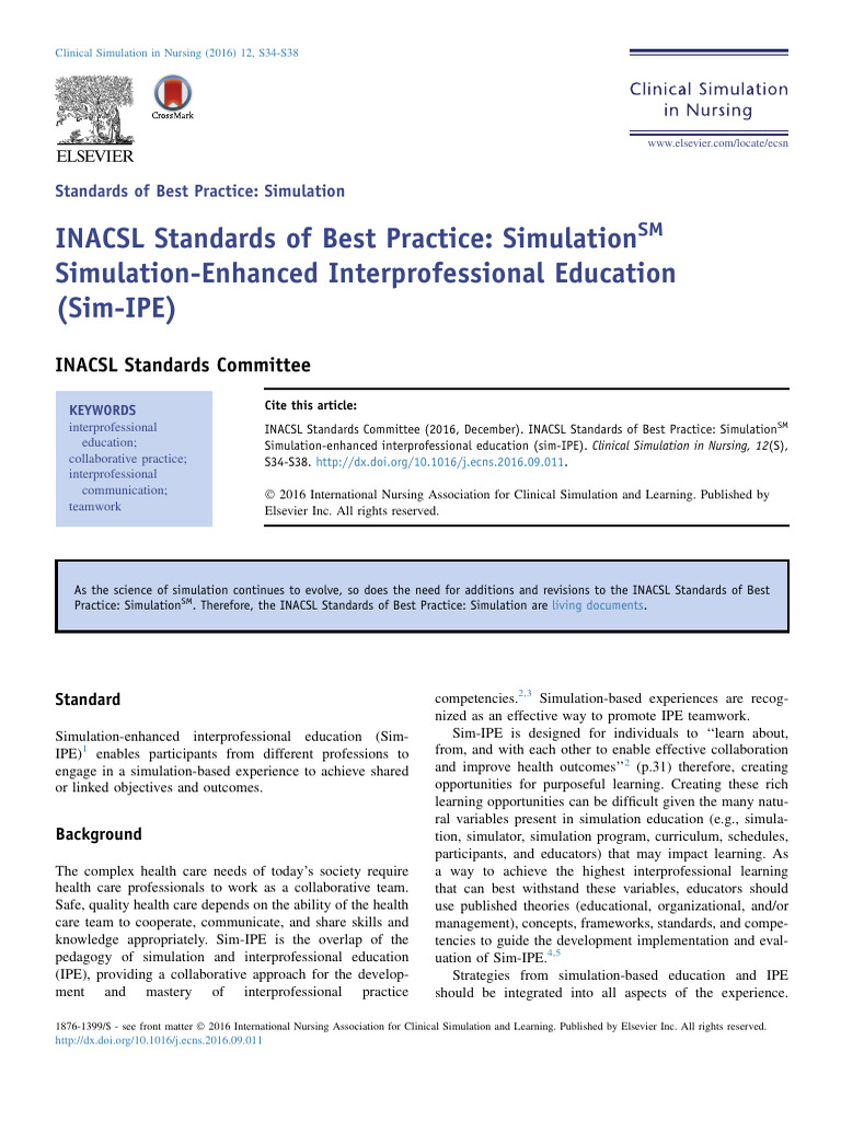 INACSL Standards of Best Practice - Simulation | PDF | Simulation ...