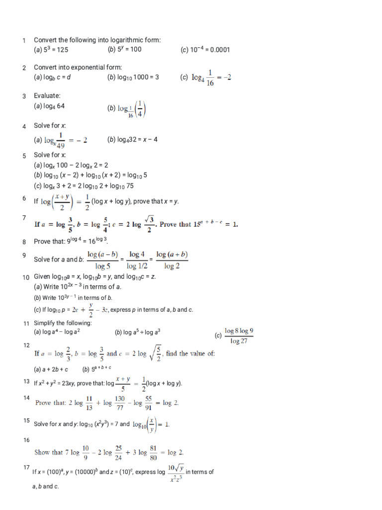 Logarithm 01 | PDF