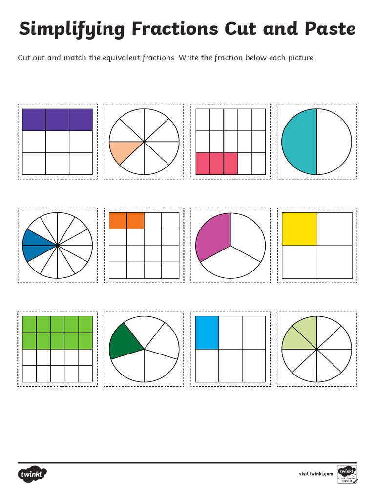 Au t2 m 4207 Simplifying Fractions Cut and Paste Activity Sheet Ver 1 | PDF