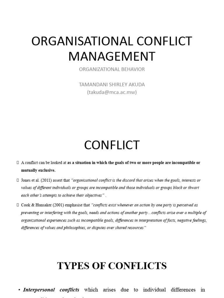 ORGANISATIONAL CONFLICT MANAGEMENT.pptx | PDF | Organizational Behavior ...