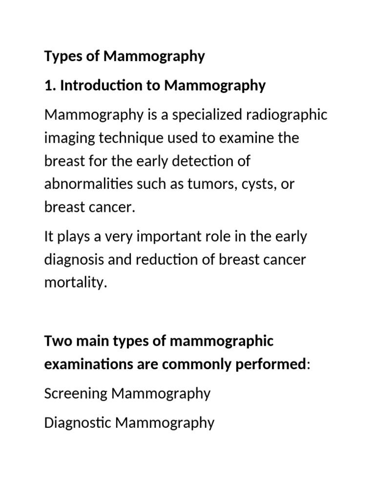 Types of Mammography | PDF | Mammography | Breast Cancer