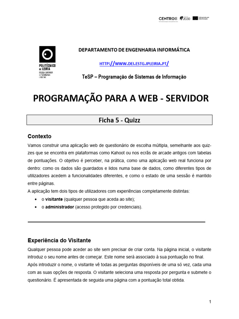 Ficha 05 | PDF | Rede mundial de computadores | Internet e Web
