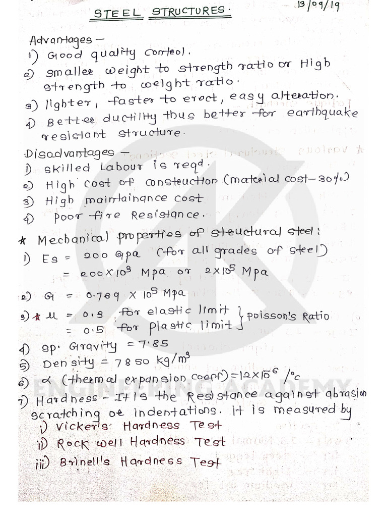 Steel Structures Handwritten Notes | PDF