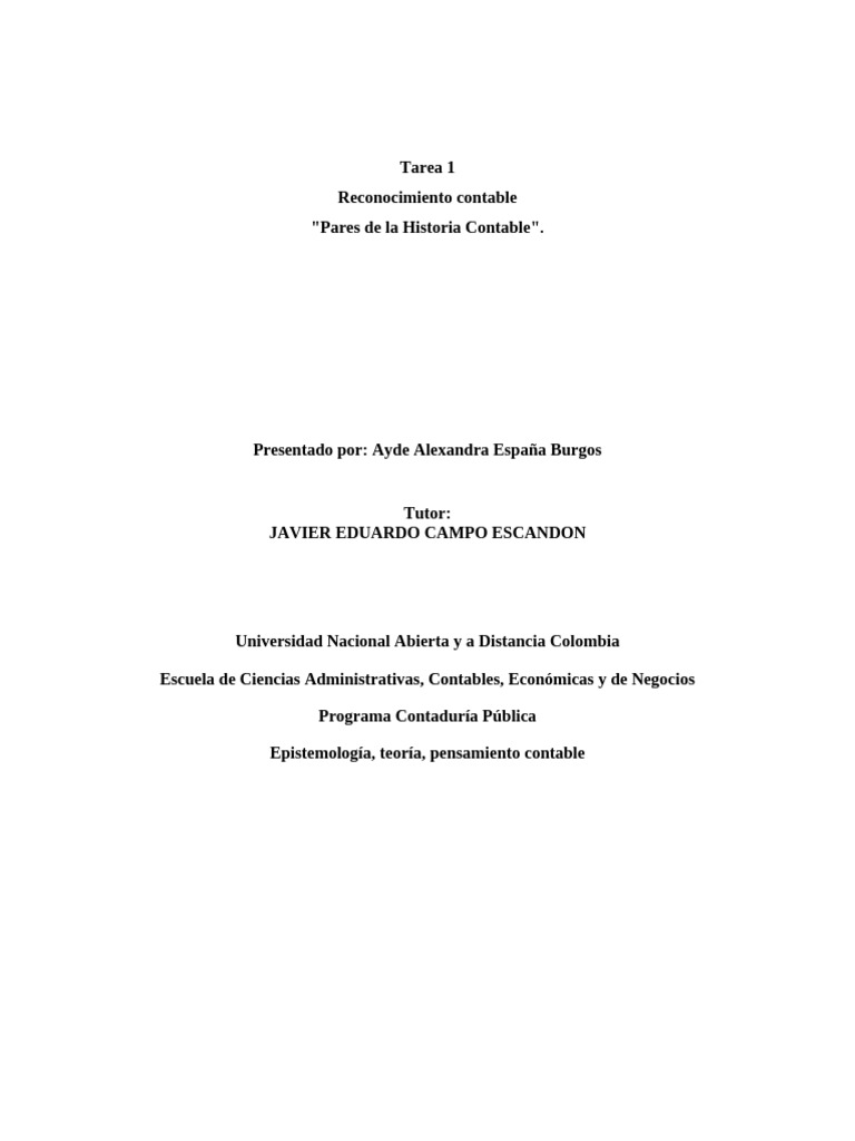 TAREA 1 REC CONTABLE AYDE ALEXANDRA ESPAÑA | PDF | Contabilidad