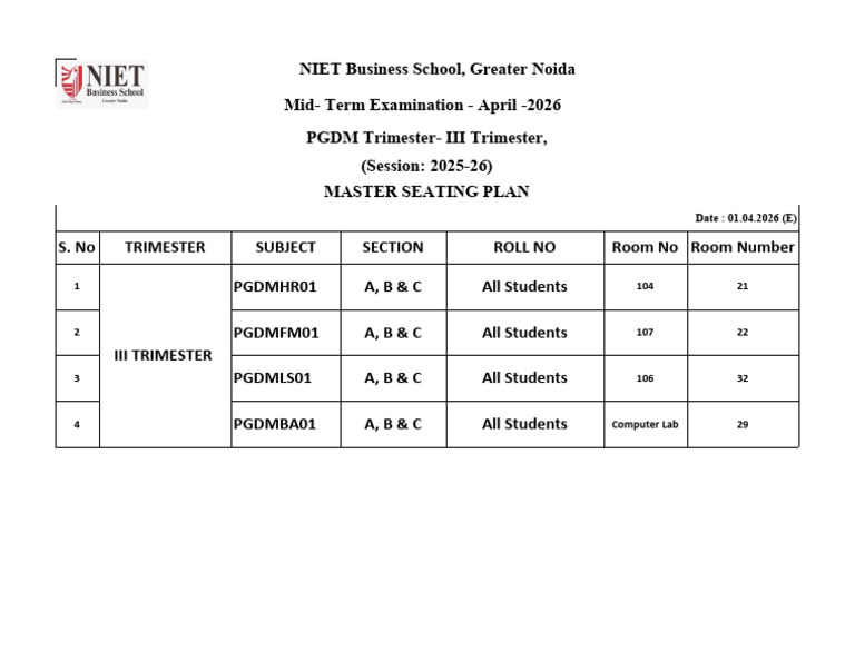 Master Seating Plan 01.04 (Evening) | PDF