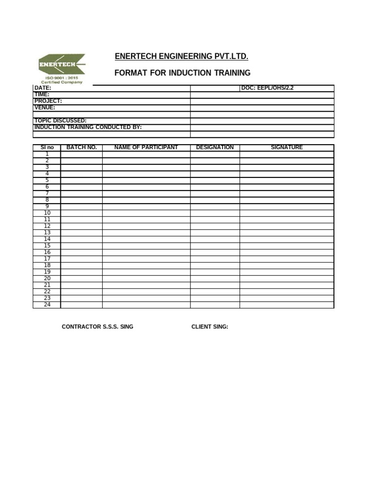 Induction Training | PDF
