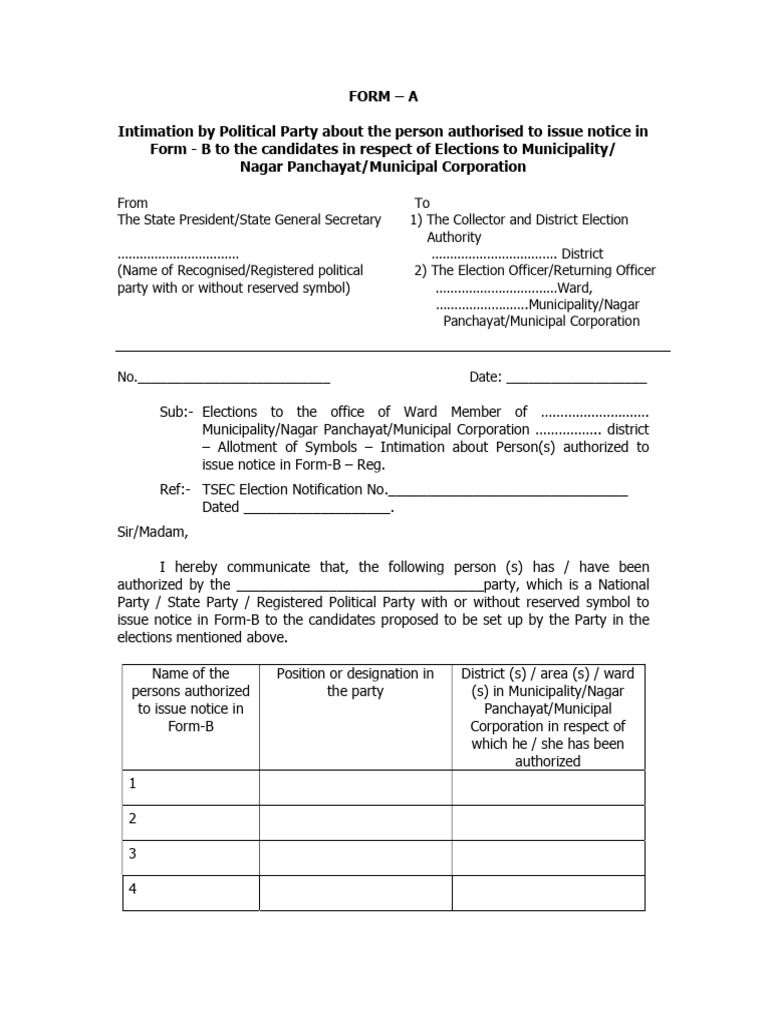 FORM a & B for Municipalities and Municipal Corporations 16 (1) | PDF