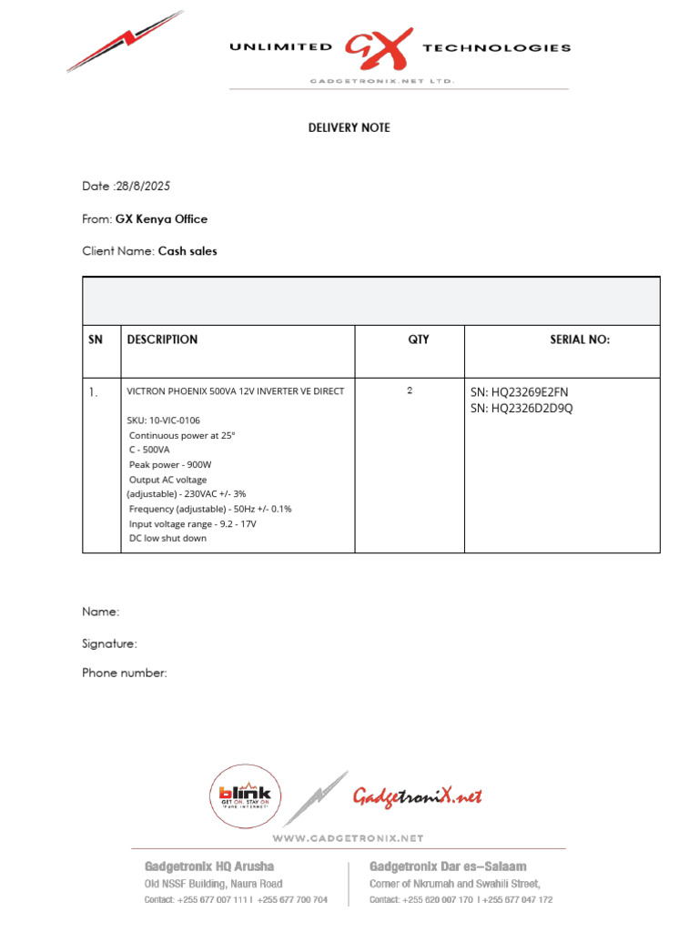 Delivery Note | PDF