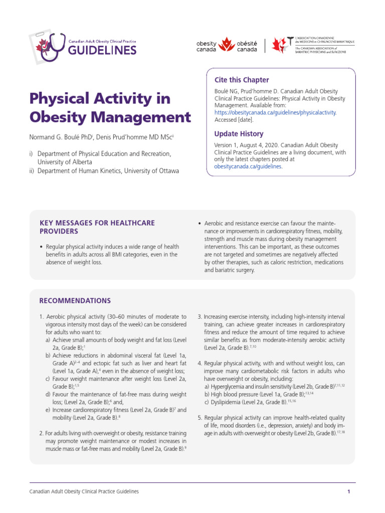 2_ 2020 Canadian Guideline Exercise Obesity | PDF | Obesity | High ...