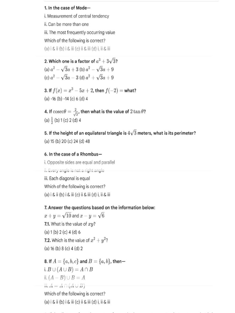G.math MCQ | PDF
