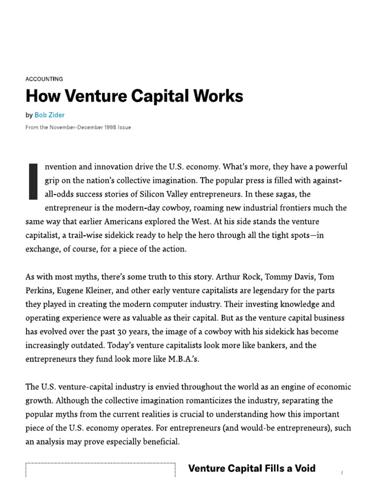 How Venture Capital Works | PDF