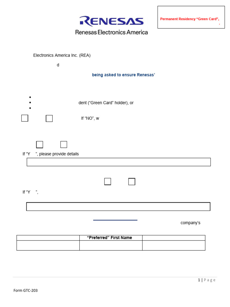 GTC 203 REA Technology Access Control Form 003 | PDF | Citizenship ...