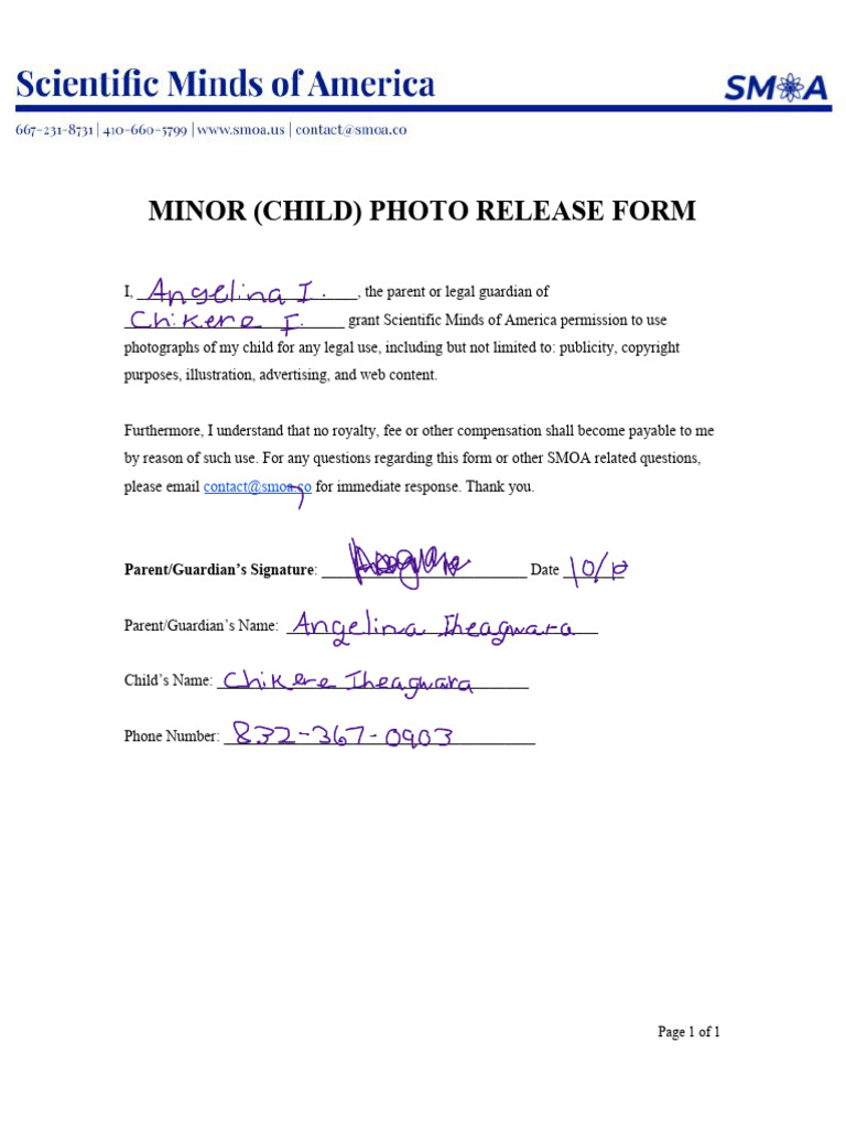 Kami Export - Official Minor Photo Release Form (1) | PDF