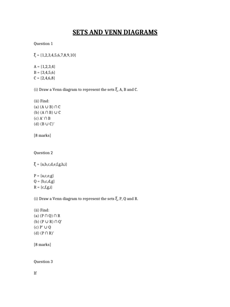 Sets and Venn Diagrams | PDF