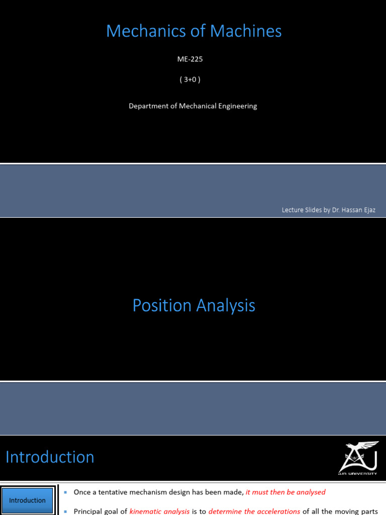 Lecture 4 - Position Analysis | PDF | Acceleration | Rotation
