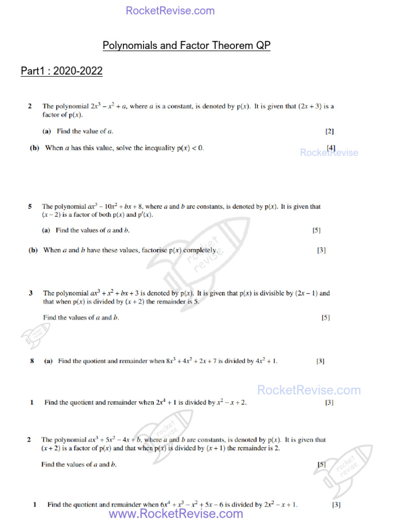Factor Theorem Qp | PDF