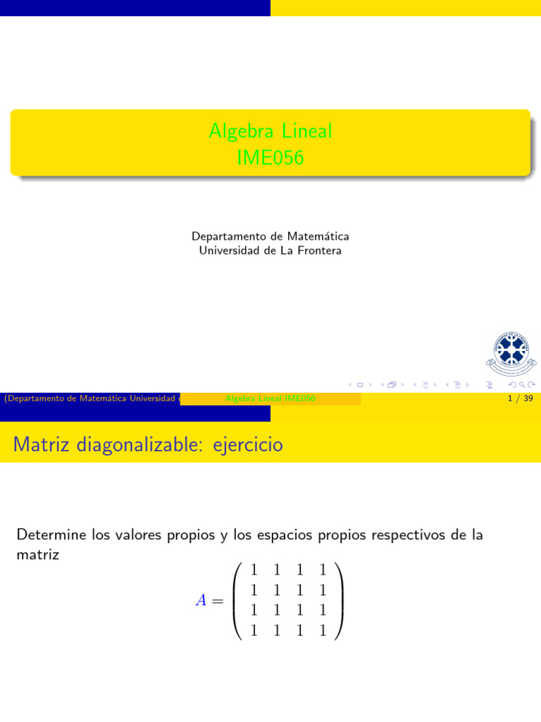 Matriz Diagonalizable | PDF | Valores propios y vectores propios ...