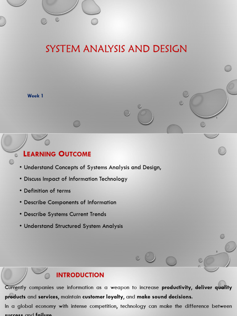 Week 1- System Analysis and Design - Introduction | PDF | System ...
