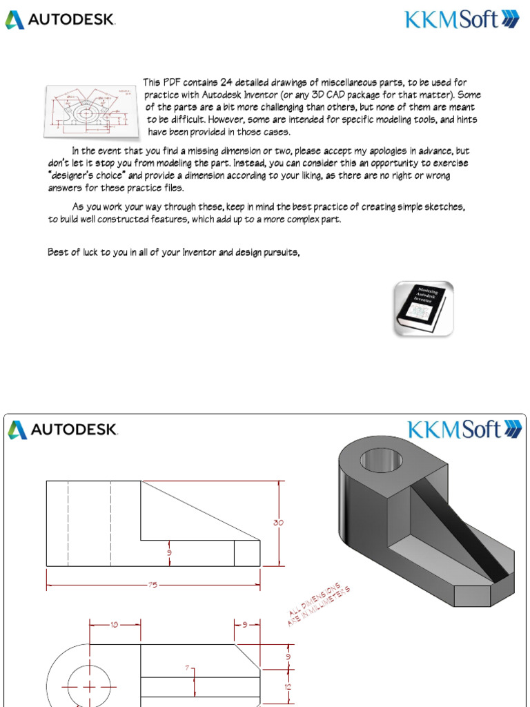 Autodesk Inventor Practice Part Drawings | PDF