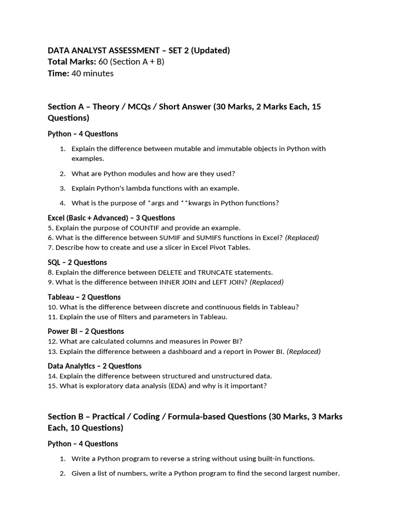 DA AssesmentTest 02 | PDF