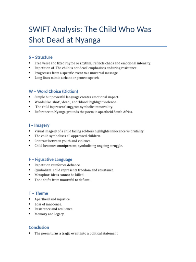 Nyanga SWIFT Analysis | PDF