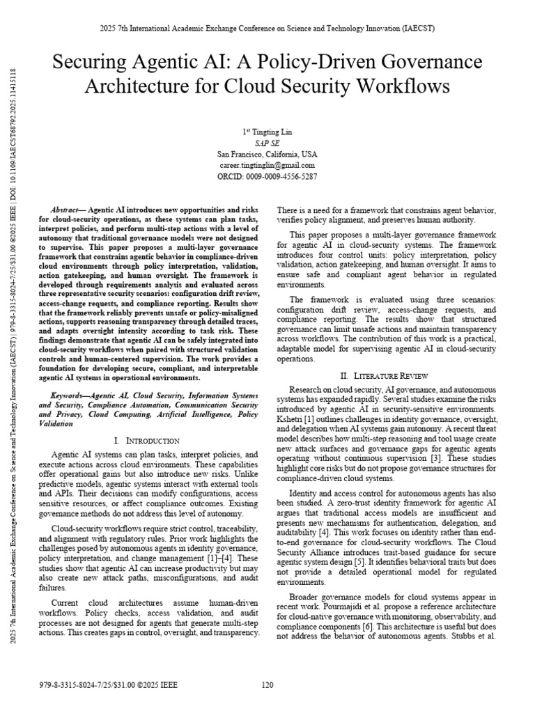 Securing Agentic AI a Policy-Driven Governance Architecture for Cloud ...