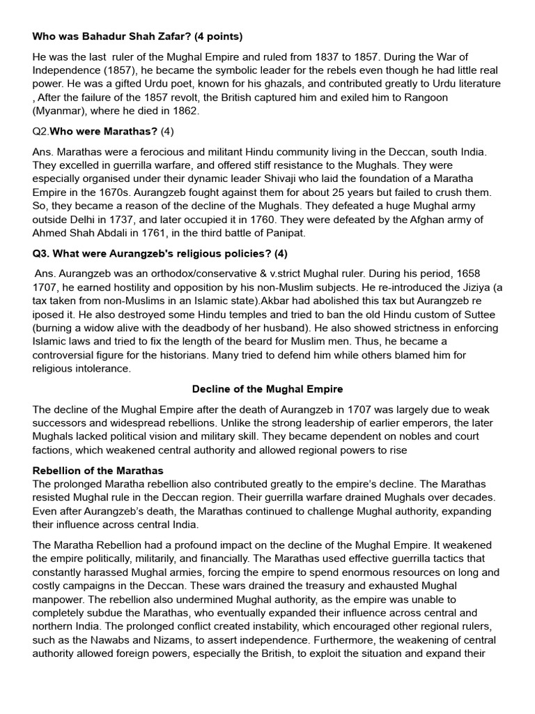 Decline of the Mughal Empire | PDF | Mughal Empire