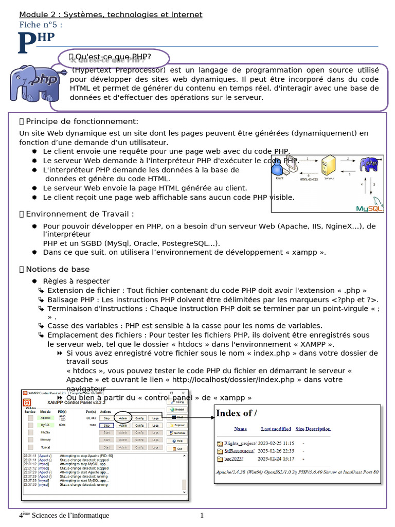 Resume Cours PHP | PDF | PHP | Structure de contrôle