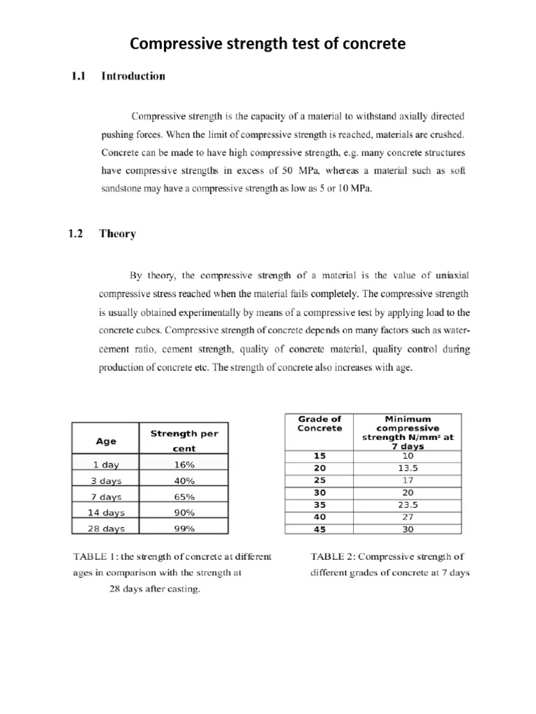 Compressive Strength Test of Concrete | PDF