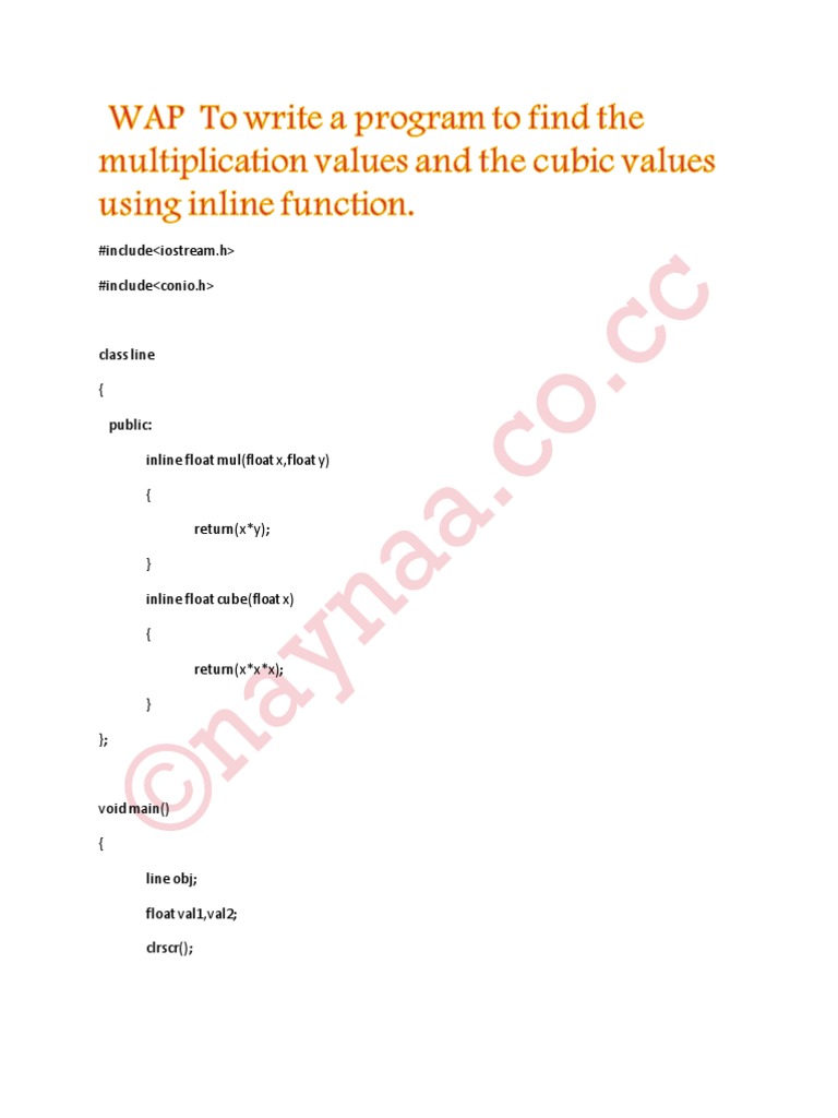 C++ Program for Multiplication and Cube | PDF