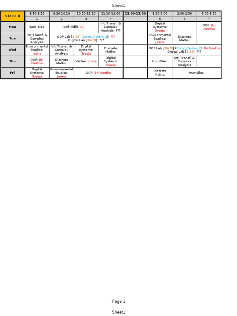 Time Table | PDF