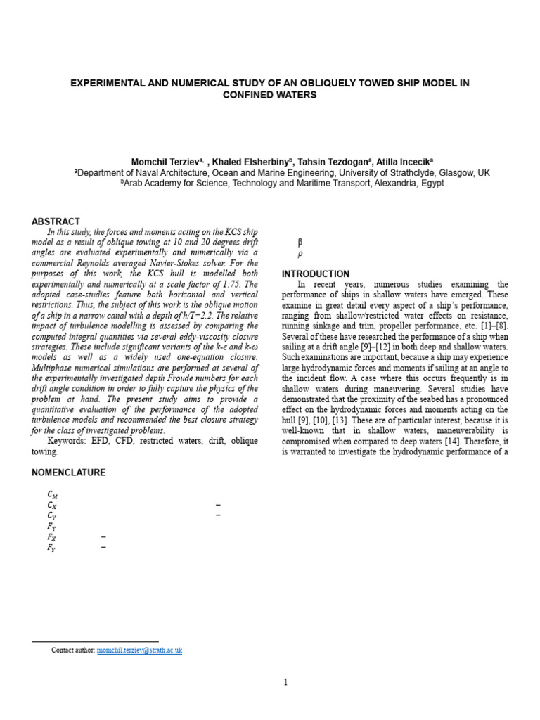 Terziev Etal OMAE 2020 Experimental and Numerical Study of an Obliquely ...