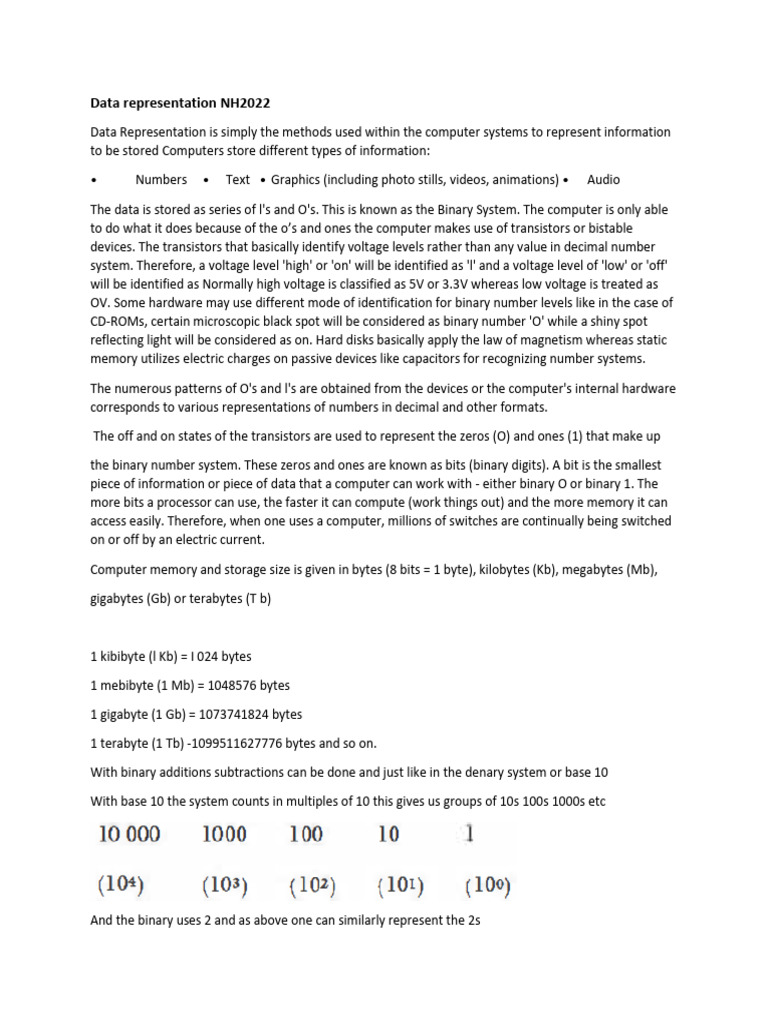 Data Representation NH2026 | PDF | Byte | Bit